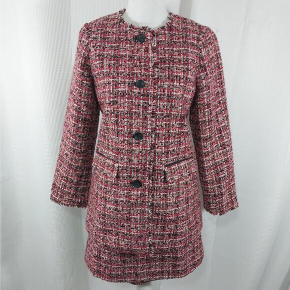 NWOT! TALBOTS! STUNNING RED, ORANGE, BROWN, BLK & CREAM WOOL+ SKIRT SUIT! SZ 4P - Picture 2 of 15